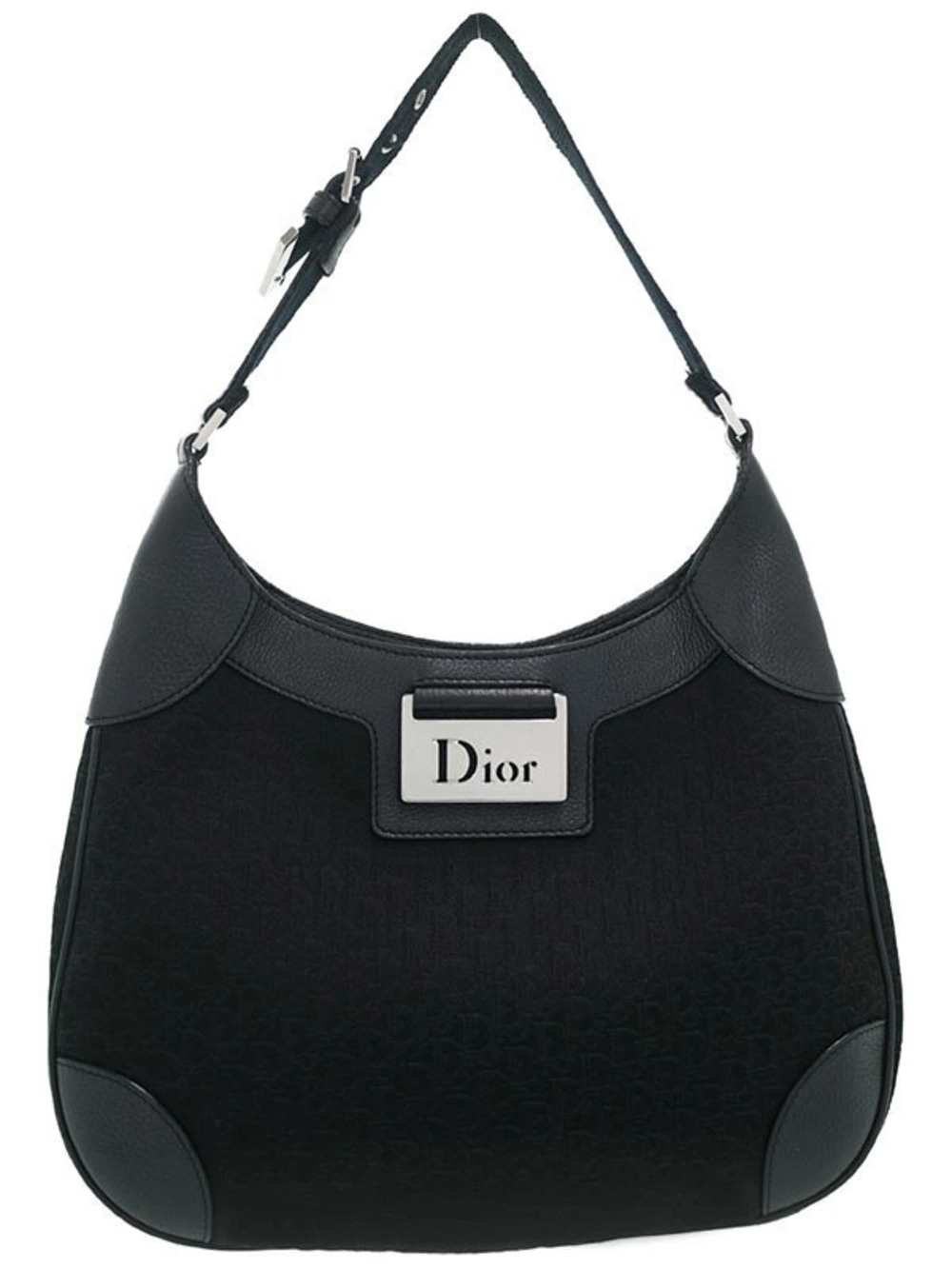 Christian Dior Street Chic Hobo Bag black canvas leather